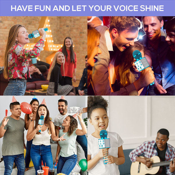 2-pack Bluetooth Karaoke trådlös mikrofon/mikrofonhögtalare för barn, vuxna - fest, sång, presentidé - svart