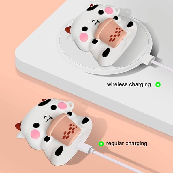1 stk. Etui til Airpods 1&2, Blødt Silikon 3D Sød Sjov Cool Fun Ca