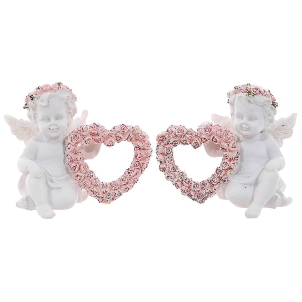 Alla hjärtans dag par kransar Baby Angel Resin Staty Ornaments--