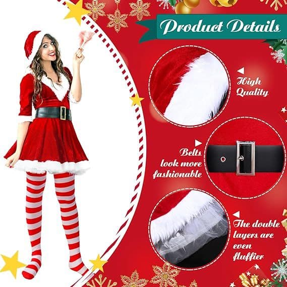 Julklänning för vuxna damer, Julklänning, Festklänning - 5-delars set - Storlek M 5-Piece Set M