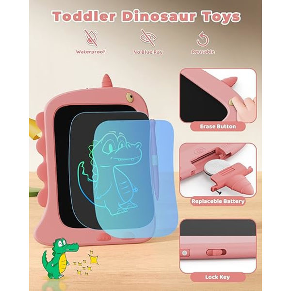 Tablet til Børn (Pink), Legetøj til 3 År Gamle, LCD Skrivetablet