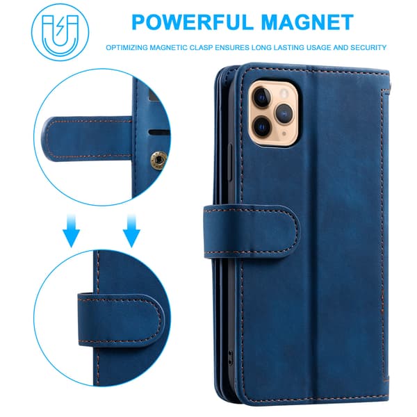 Magnetisk læderpung etui til iPhone 13 - Blå