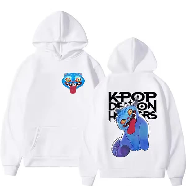 K-Pop Hettegenser, høst- og vinterfleeceforet, langermet, løs fritidspullover - Hvit, størrelse 4-2XL 2XL