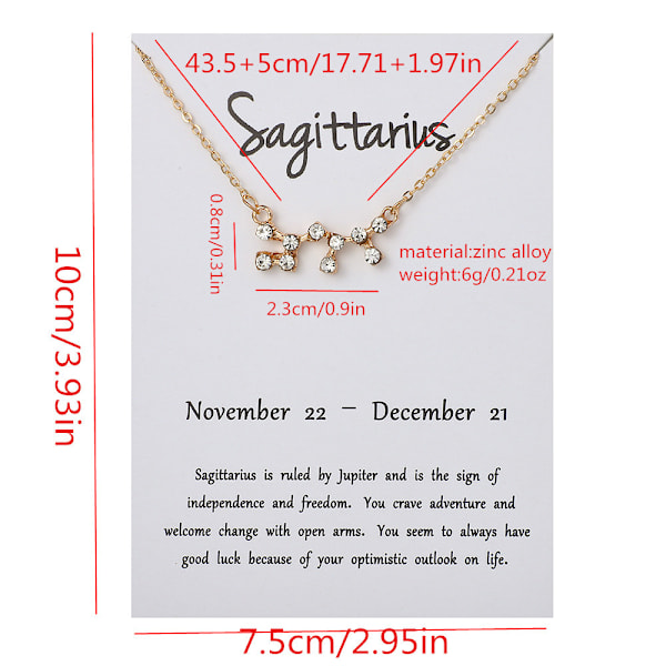 Halsband med tolv stjärntecken - Skytten Skytten Present Halsband Guld Guld