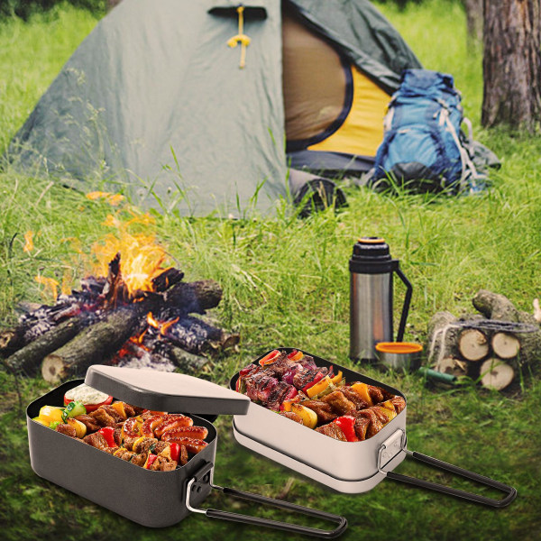 Mini hopfällbar spis Lunchlåda Ångställ Skål Combo Set För picknick Camping Vandring Fiske Bergsklättring