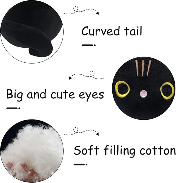 Sort Kat Pludset Kawaii Kat Pude Sort Kat Fyldt Dyr Pludset