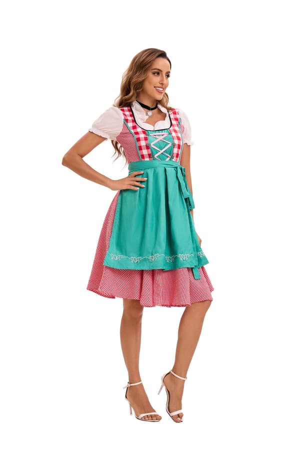 München Oktoberfest Servitris Klänning Ljusgrön Storlek M