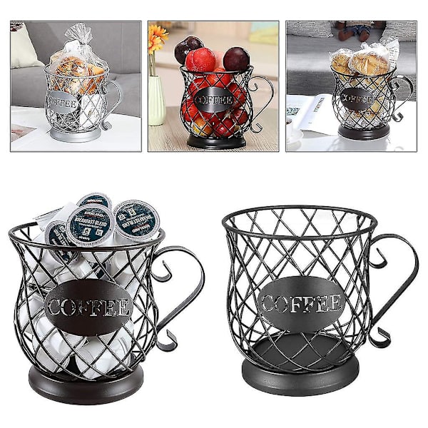 Kaffe Kapselkopp Vävd Järntråd Ihålig Förvaring Frukt Grönsaks Korg Elegant Picknickbricka Torkning Mat Dammskyffel Multifunktionell
