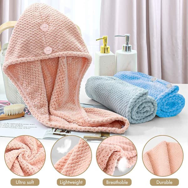 Hårhåndkle, 3 stk. Hårtørkehåndklær, Superabsorberende mikrofiber H