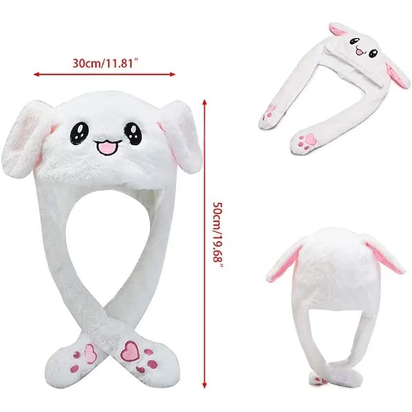 Lysande hatt med squishy-öron som rör sig när man nyper, en härlig present till barn - Vit White