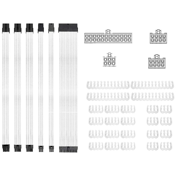 Flätad Atx-sleeved kabelförlängningssats för Power Psu, med set