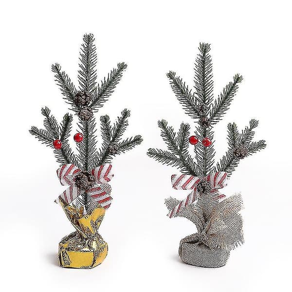 Mini juletre dekorasjon julepynt 4 stk grønn