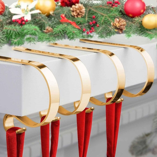 Jul strumpa hängare hållare mantel strumpa krok öppen spis klämma dekoration