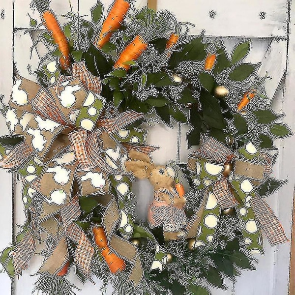 Påskkrans Söt kaninkrans med konstgjorda växter och morötter, 1 st, apelsin