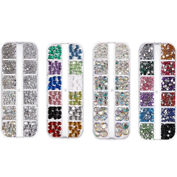 Nail Art Rhinestones Crystal Flatback runda glasädelstenar för naglar C