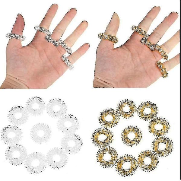 Massage Ringe 5stk/sæt Fingermassage Akupunktur Blå