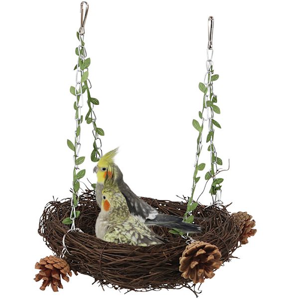 Naturlig Rattan Bo Small Medium Large Fågelgunga för Papegoja Undulat Kakadu Conure
