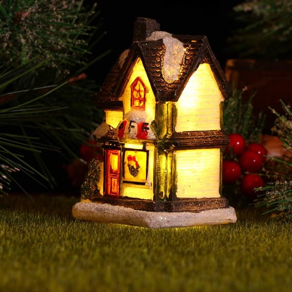 Julelandsbyhus med LED-lys, lysende landsbyer af resin, Bu