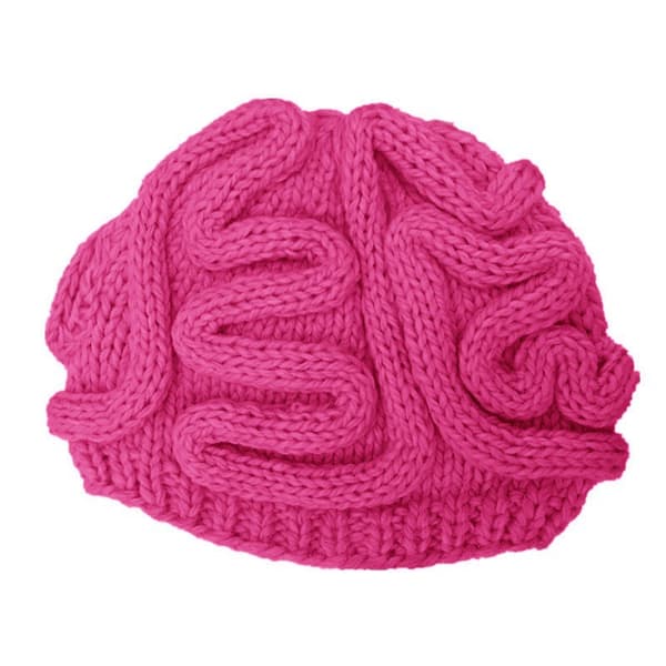Håndstrikket Uld Beanie Hue - Rosarød
