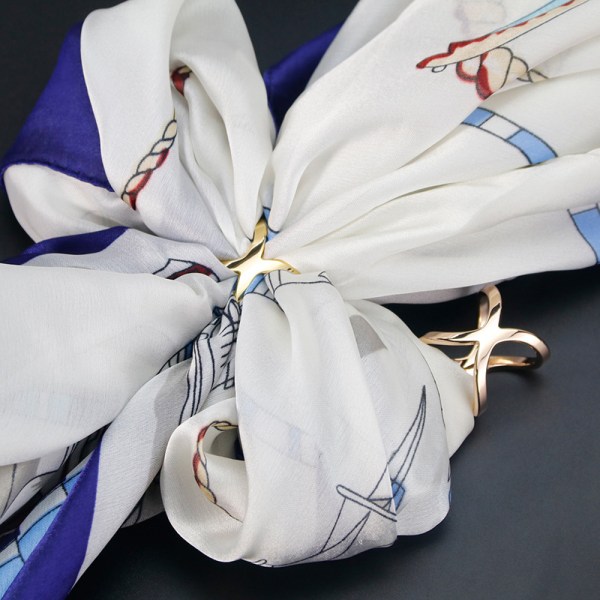 3 st/ set Halsduksring ihåligt kors Elegant multifunktions X-formad halsduk Sjal Spännehållare för kvinnor Sliver