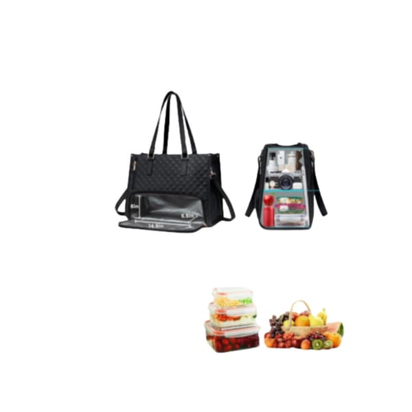2-i-1 Taske og Madkasse, Crossbody Computertaske - Sort