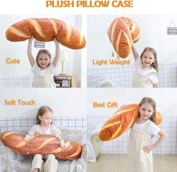 24 tommer 3D Simulation Brødformet Pude Blød Lændepude Baguette Ryg