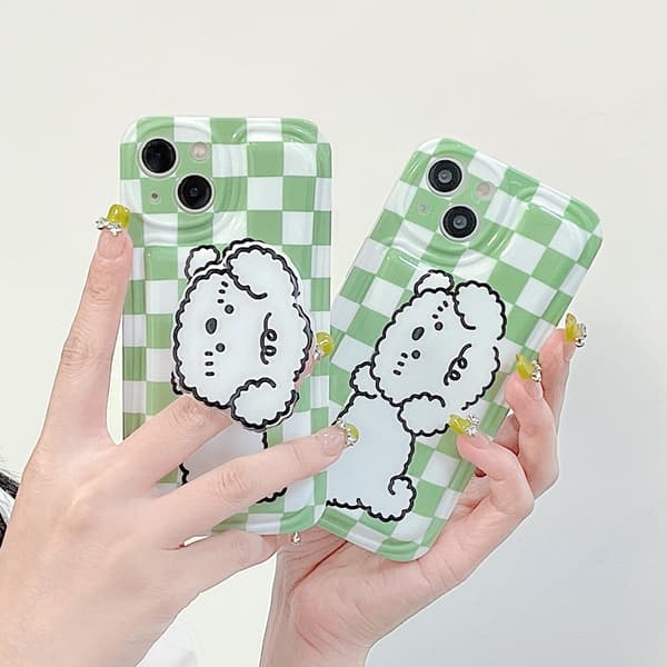 Kompatibel med iPhone 13 PRO MAX Cover Grønternet Hvalp med Sta