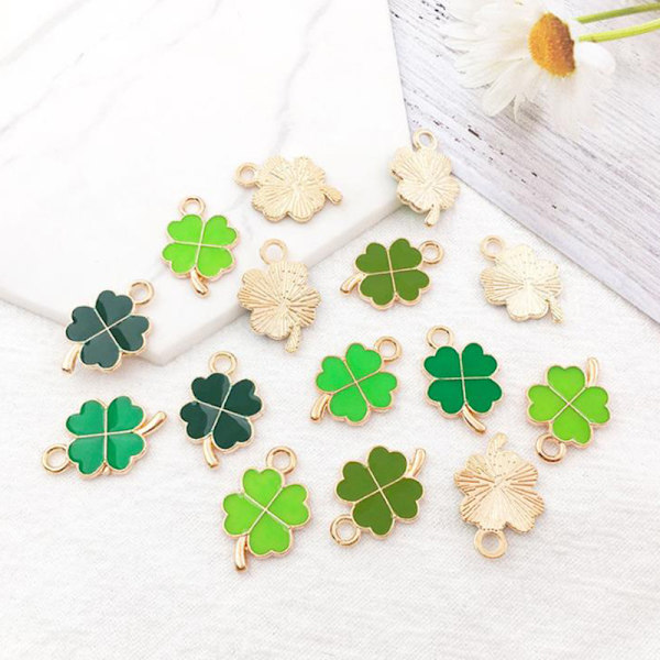 48 st/set Fyrbladshalsband Charm Berlocker för DIY-tillverkning