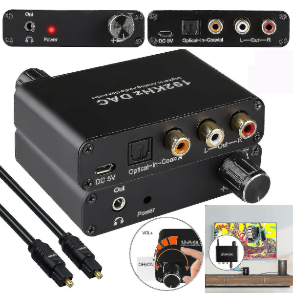 192khz digital till analog ljudomvandlare Koaxial Toslink optisk kabel Rca-jack [gratis frakt]