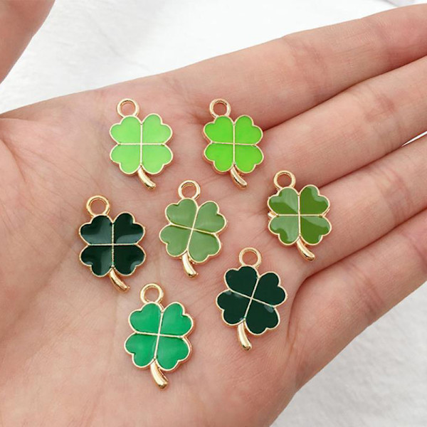 48 st/set Fyrbladshalsband Charm Berlocker för DIY-tillverkning