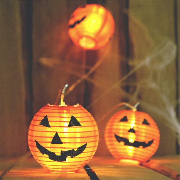 Store Papirlykter med 10 LED-lys for Halloween