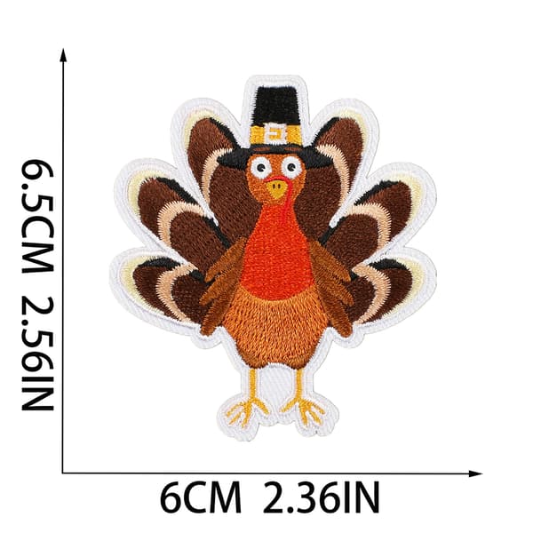 16 stk Broderte Stofflapper for Thanksgiving, Høstfest, Pu