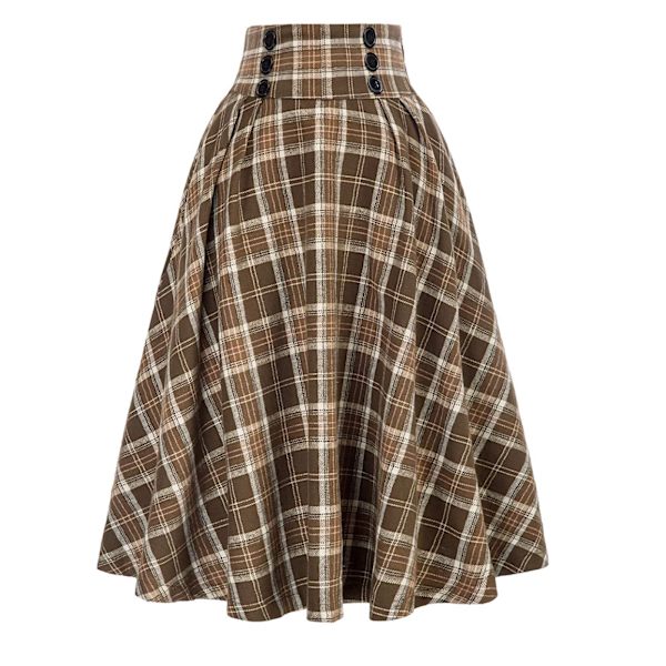 Kvinnors Rutiga Ullkjolar A-linje Tartan Långa Kjolar yellow S