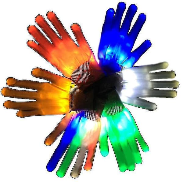 Lysande LED-handskar Halloween-present Färgglada fluorescerande handskar