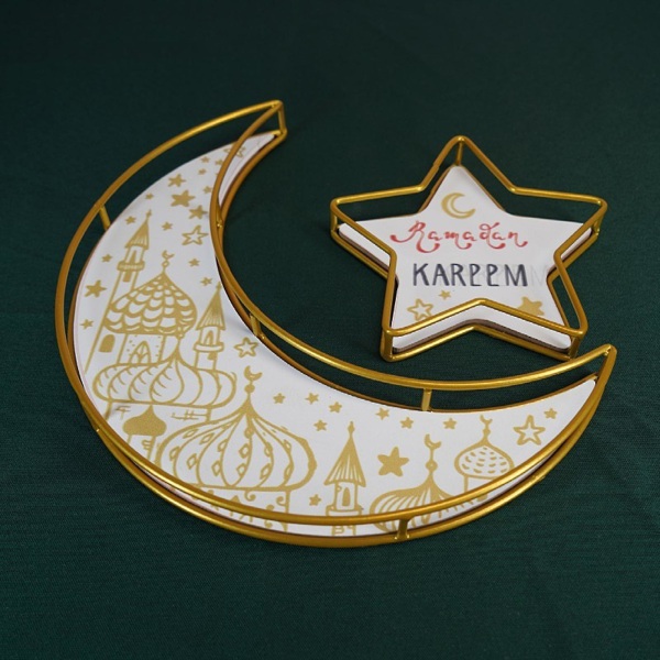 Eid Mubarak Järnmaterial Kakor Brickor Kakaförvaring Ramadan-prydnad för fest