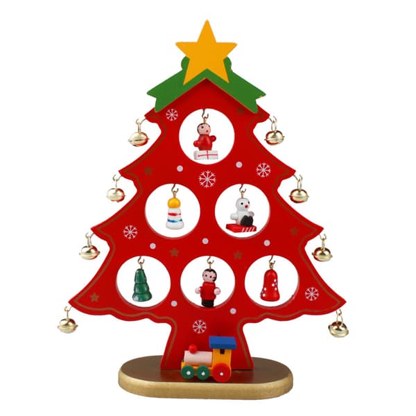 Julgran mini julgranshänge i trä (röd)