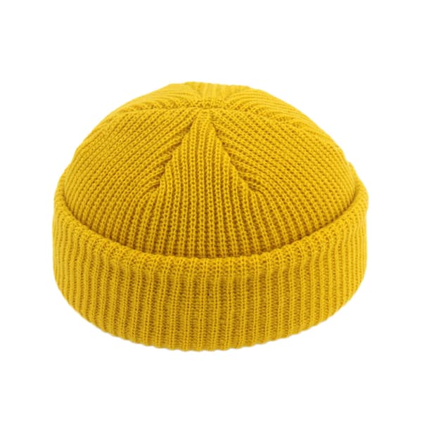 Strikket Lue Høst og Vinter Ullue, Varm Pullover Lue - Gul