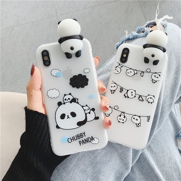3D Cartoon Panda Telefonfodral för iPhone 11pro max Mjukt Bakstycke C