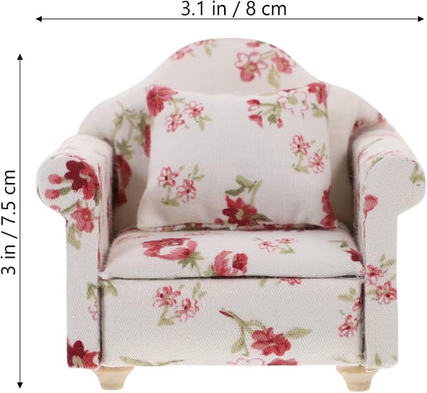 1/12 Dukkehussofa Blomst Miniature Møbler Sofa Lænestol Model