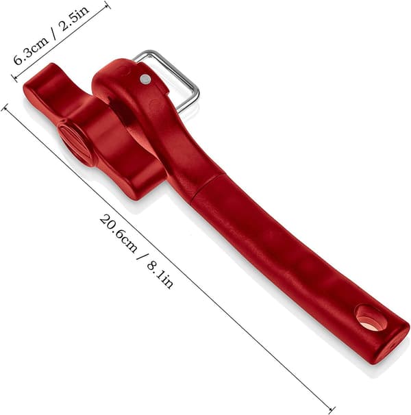 Säkerhetsmanuell Konservöppnare - Röd, Ergonomisk Halksäker Design, Slät