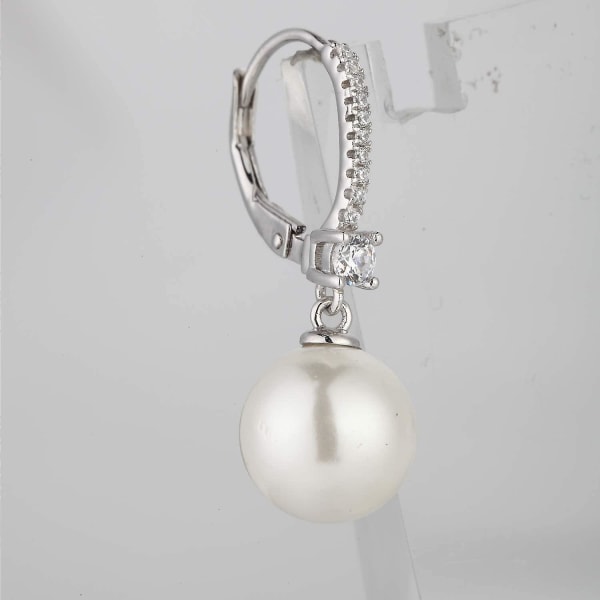 Kvinnors franska örhängen eleganta örhängen pärla silver 925 hänge