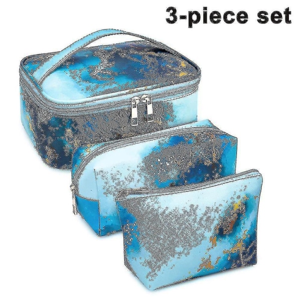 3-pack Sminkväska Toalettsats Bärbar Kosmetisk Väska Organizer