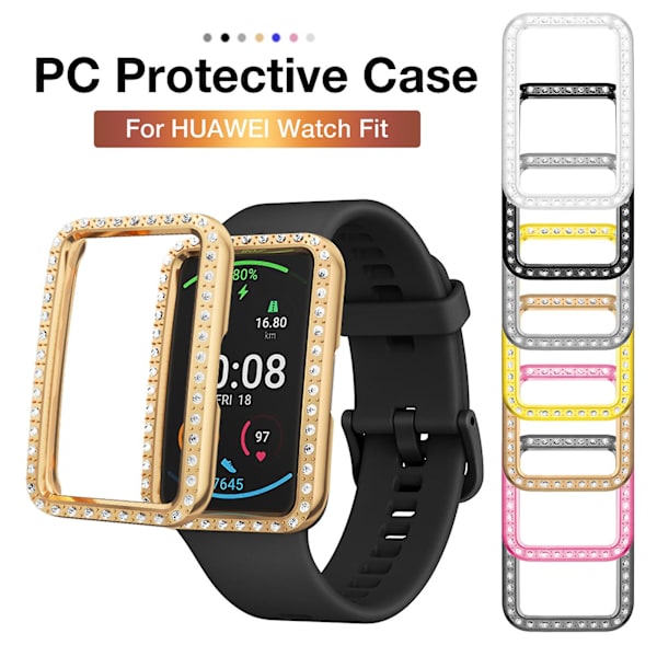 Skyddande skal med strass, full skyddande PC-fodral för Huawei Watch Fit