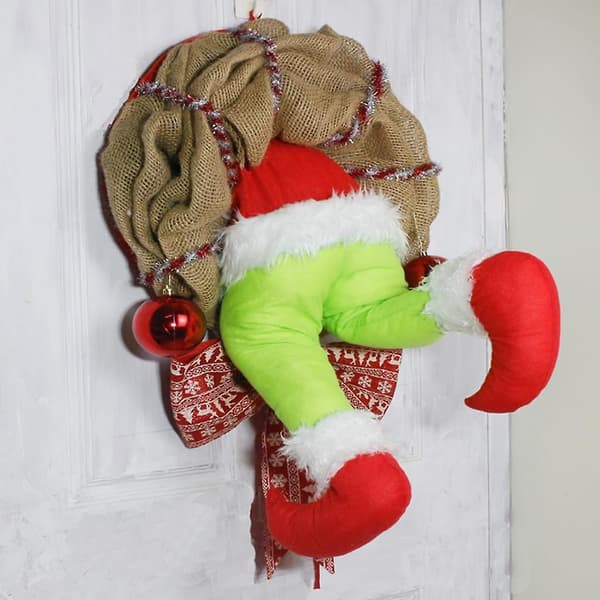 Grinch-krans, julkrans, som Grinch julburlap