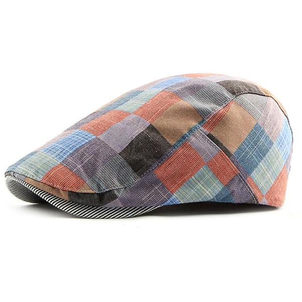 Pläd Gatsby-hatt för män Ivy Hat Golfkörning Flat Top Taxi Newsboy Cap