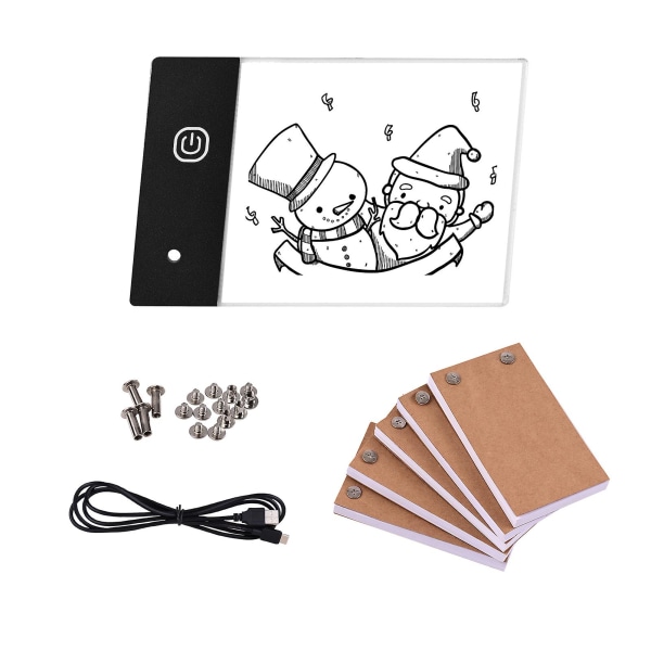 Flip Book Kit Med Mini Led Light Pad Håldesign 3 nivåer Ljusstyrka kontroll Ljuslåda 300 ark Animation Paper Blädderbok Bindningsskruvar för barn