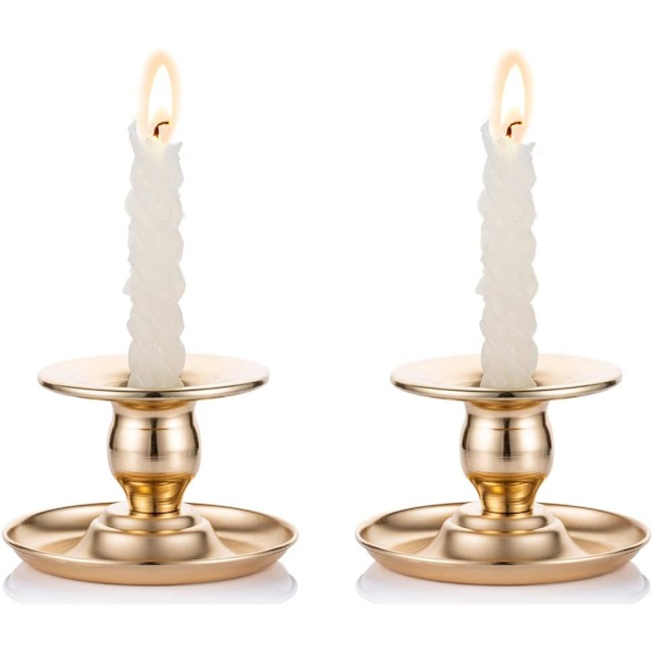 2 stk. Gullmessing Lysestaker Egnet for