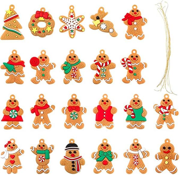 22 stykker julepepperkake-pynt, juletrepynt