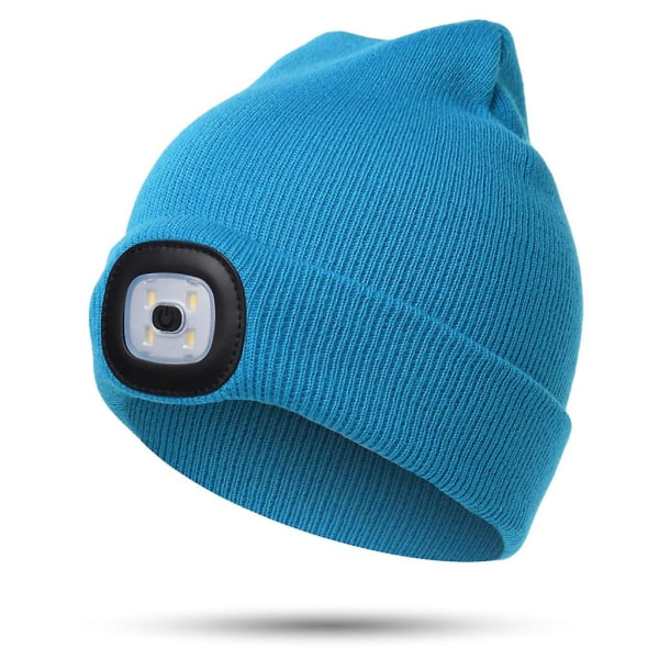 USB uppladdningsbar hatt Hög&låg ljusstyrka Barn Pannlampa Hatt 4 Led Beanies Hat