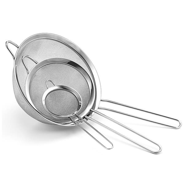 Sett med 3 fine nettsifter, rustfritt stål